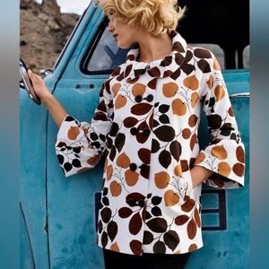 Anthropologie Elevenses changing colors fall leaf swing coat jacket 6 brown gold